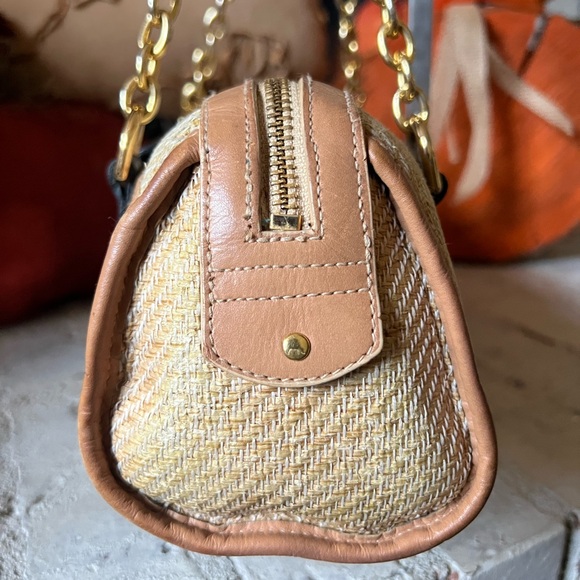 Ralph Lauren Vintage Rare Rafia & Croc Embossed Leather Chain Strap Shoulder Bag - Picture 4 of 13